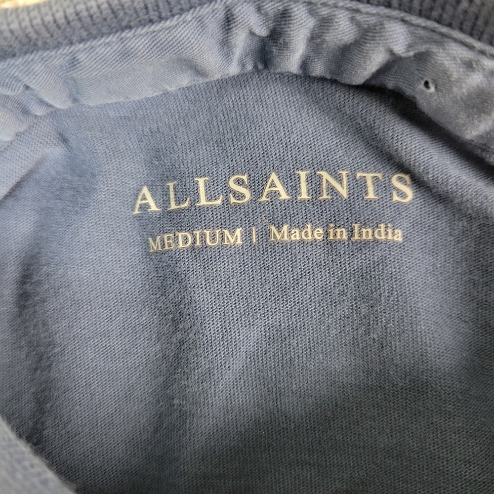 Allsaints Mens Medium Solid Gray Stretch Knit Polo Short Sleeve - Picture 4 of 5